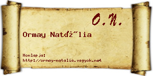 Ormay Natália névjegykártya